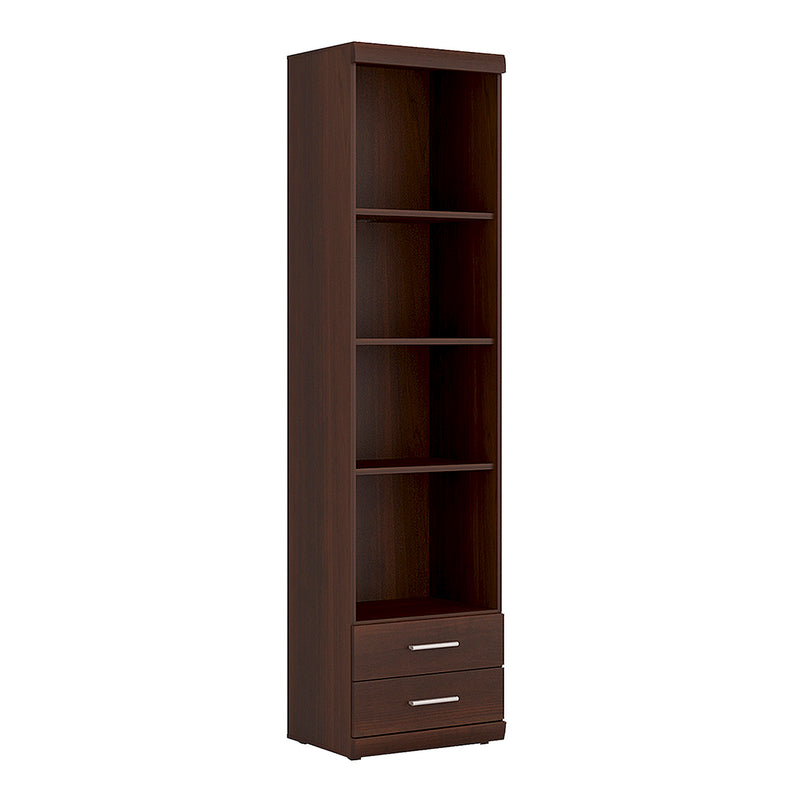 Imperial Tall 2 Drawer Narrow Cabinet with Open Shelving in Dark Mahogany Melamine – image 1