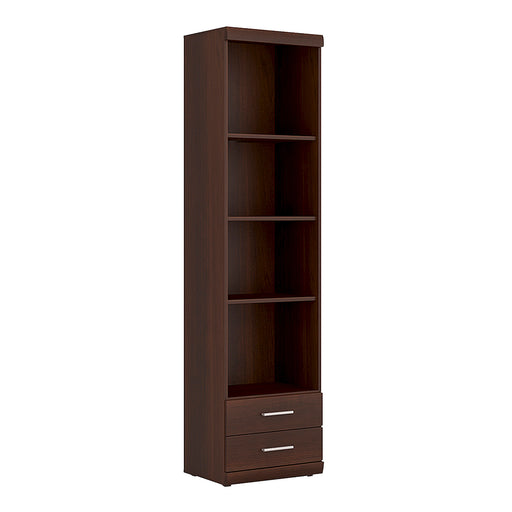 Imperial Tall 2 Drawer Narrow Cabinet with Open Shelving in Dark Mahogany Melamine – image 1
