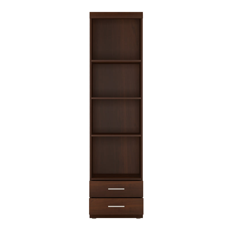 Imperial Tall 2 Drawer Narrow Cabinet with Open Shelving in Dark Mahogany Melamine – image 2
