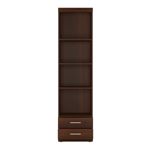 Imperial Tall 2 Drawer Narrow Cabinet with Open Shelving in Dark Mahogany Melamine – image 2