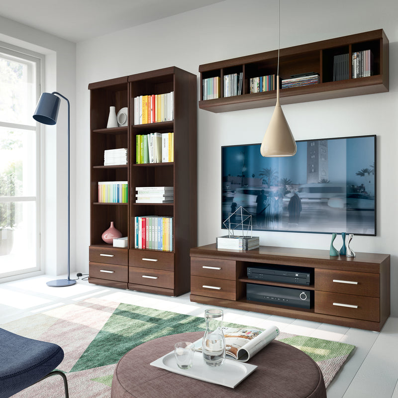 Imperial Tall 2 Drawer Narrow Cabinet with Open Shelving in Dark Mahogany Melamine – image 3