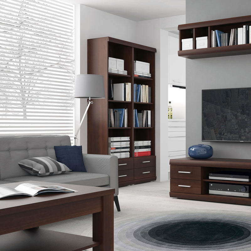 Imperial Tall 2 Drawer Narrow Cabinet with Open Shelving in Dark Mahogany Melamine – image 4