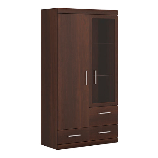 Imperial 2 Door 3 Drawer Glazed Display Cabinet in Dark Mahogany Melamine – image 1