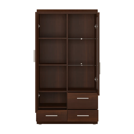 Imperial 2 Door 3 Drawer Glazed Display Cabinet in Dark Mahogany Melamine – image 2
