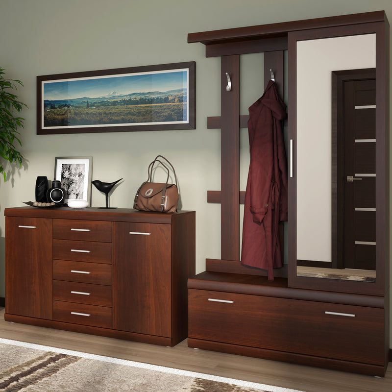 Imperial 2 Door 5 Drawer Sideboard in Dark Mahogany Melamine – image 4