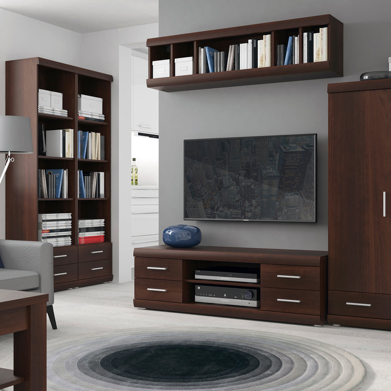 Imperial Wide 4 Drawer TV Cabinet in Dark Mahogany Melamine – image 4