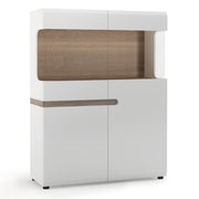 Chelsea Living Low Display Cabinet 109cm Wide in White with a Truffle Oak Trim – image 1