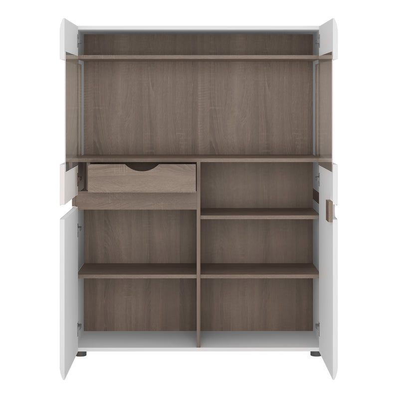 Chelsea Living Low Display Cabinet 109cm Wide in White with a Truffle Oak Trim – image 2