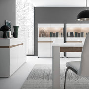 Chelsea Living Low Display Cabinet 109cm Wide in White with a Truffle Oak Trim – image 3