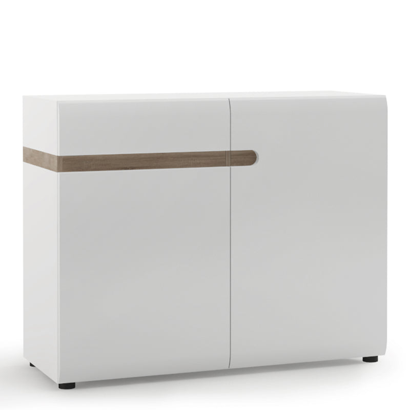 Chelsea Living 1 Drawer 2 Door Sideboard in White with a Truffle Oak Trim – image 1