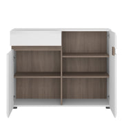 Chelsea Living 1 Drawer 2 Door Sideboard in White with a Truffle Oak Trim – image 2