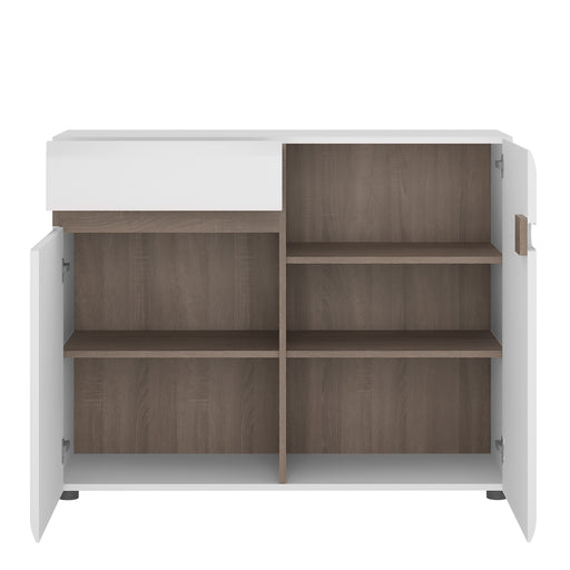 Chelsea Living 1 Drawer 2 Door Sideboard in White with a Truffle Oak Trim – image 2