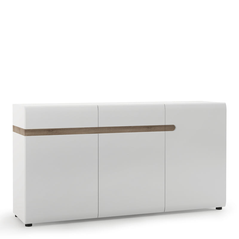 Chelsea Living 2 Drawer 3 Door Sideboard in White with a Truffle Oak Trim – image 1