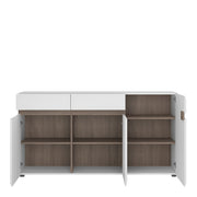 Chelsea Living 2 Drawer 3 Door Sideboard in White with a Truffle Oak Trim – image 2