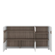 Chelsea Living 3 Door Glazed Sideboard in White with a Truffle Oak Trim – image 2
