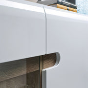 Chelsea Living 3 Door Glazed Sideboard in White with a Truffle Oak Trim – image 5