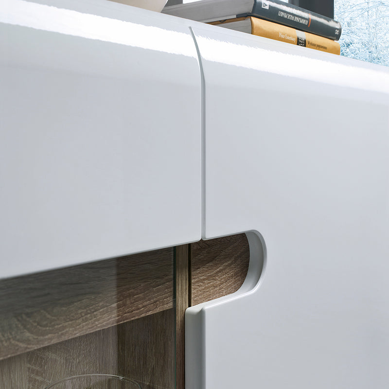 Chelsea Living 3 Door Glazed Sideboard in White with a Truffle Oak Trim – image 5