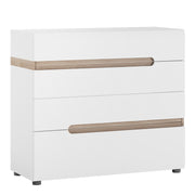 Chelsea Bedroom 4 Drawer Chest in White with a Truffle Oak Trim – image 1