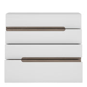 Chelsea Bedroom 4 Drawer Chest in White with a Truffle Oak Trim – image 2