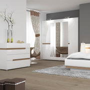 Chelsea Bedroom 4 Drawer Chest in White with a Truffle Oak Trim – image 3