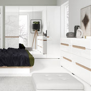 Chelsea Bedroom 4 Drawer Chest in White with a Truffle Oak Trim – image 4