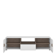 Chelsea Living Wide TV Unit in White with a Truffle Oak Trim – image 2