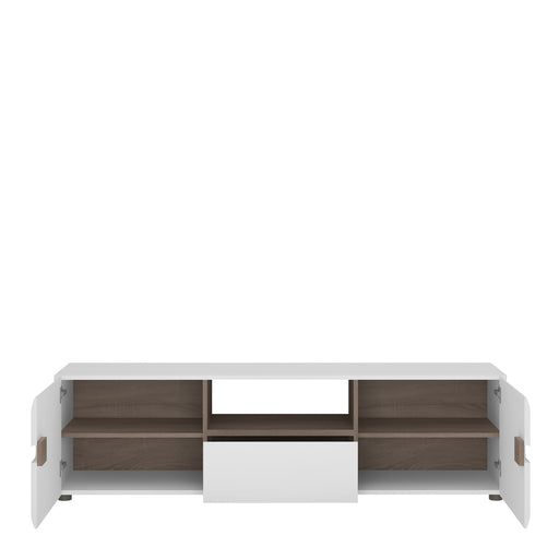 Chelsea Living Wide TV Unit in White with a Truffle Oak Trim – image 2