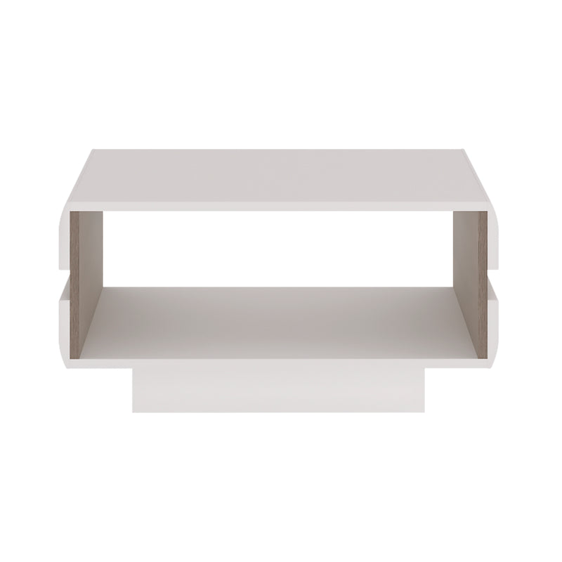 Chelsea Living Small Designer Coffee Table in White with a Truffle Oak Trim – image 2