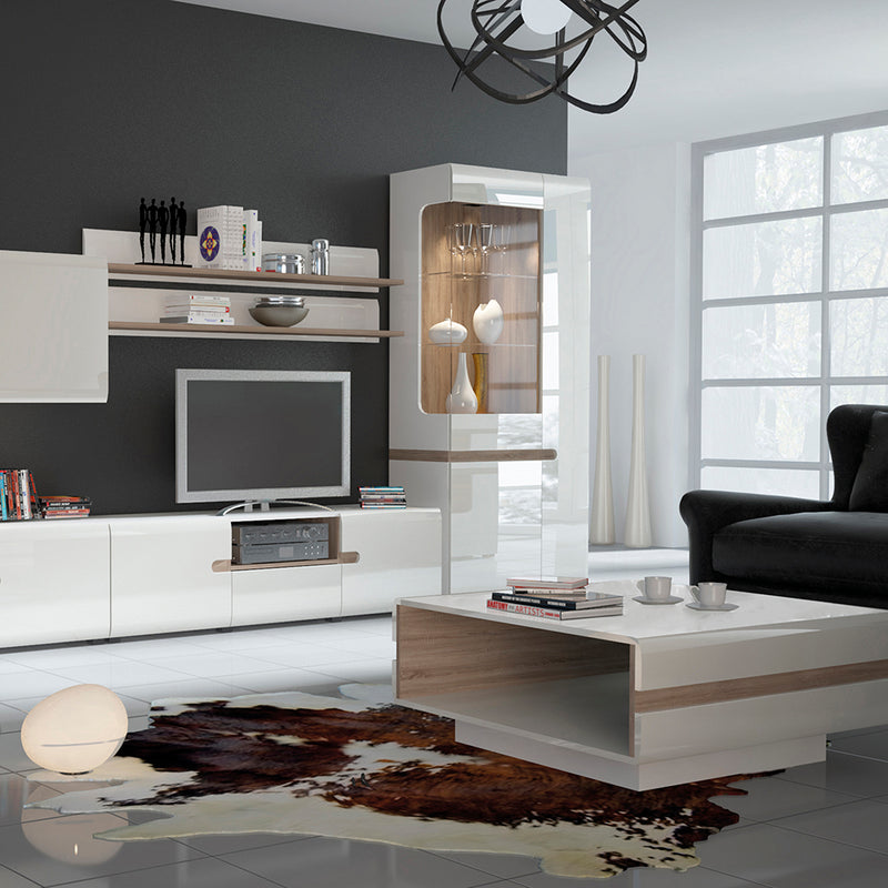 Chelsea Living Small Designer Coffee Table in White with a Truffle Oak Trim – image 4