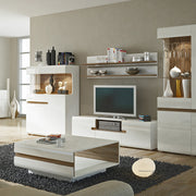Chelsea Living Small Designer Coffee Table in White with a Truffle Oak Trim – image 5