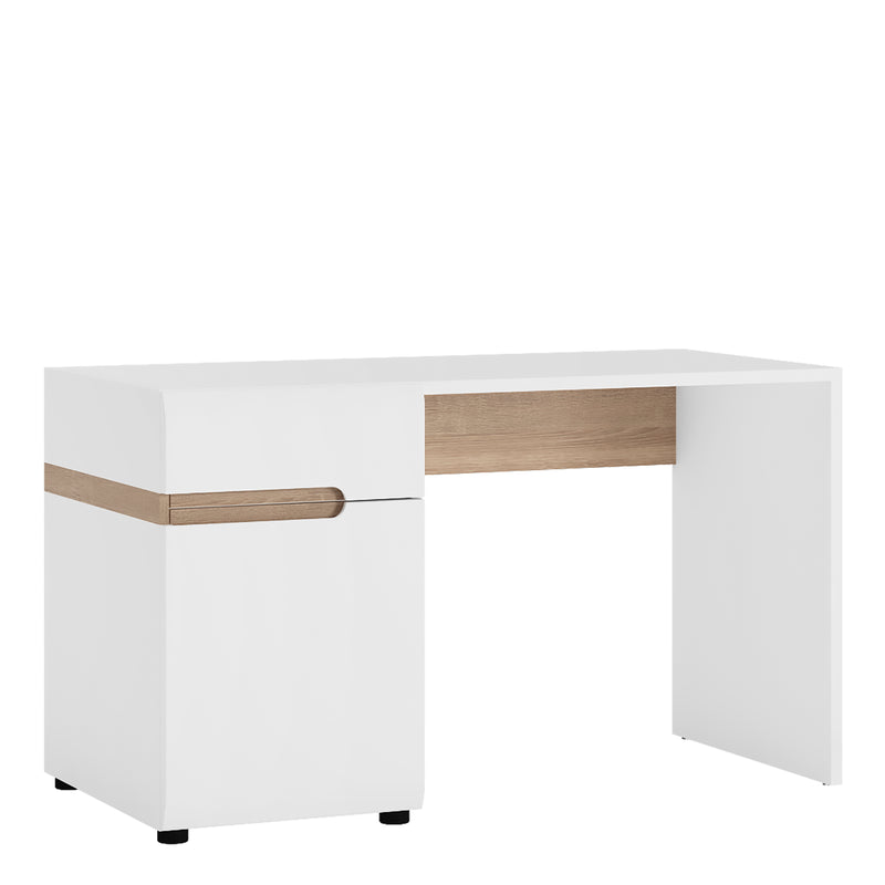 Chelsea Bedroom Desk/Dressing Table in White with a Truffle Oak Trim – image 1