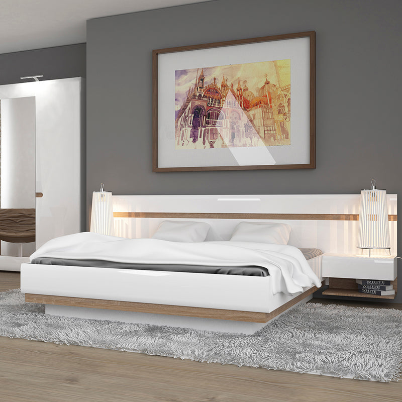 Chelsea Bedroom Bedside Extension for Bed in White with a Truffle Oak Trim – image 3