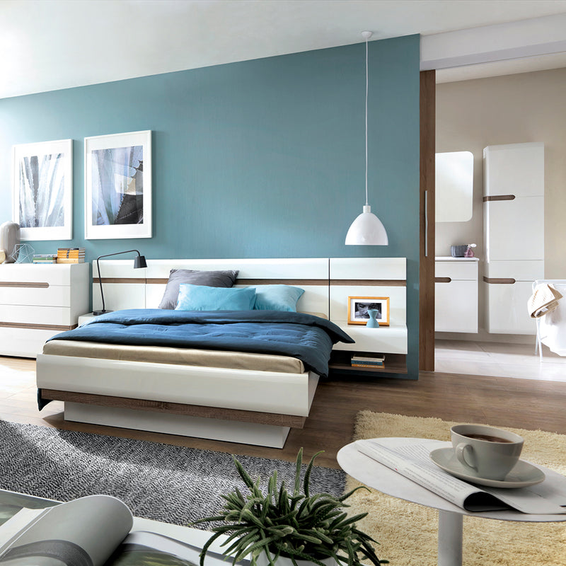 Chelsea Bedroom Bedside Extension for Bed in White with a Truffle Oak Trim – image 5