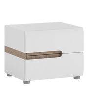 Chelsea Bedroom 2 Drawer Bedside in White with a Truffle Oak Trim – image 1