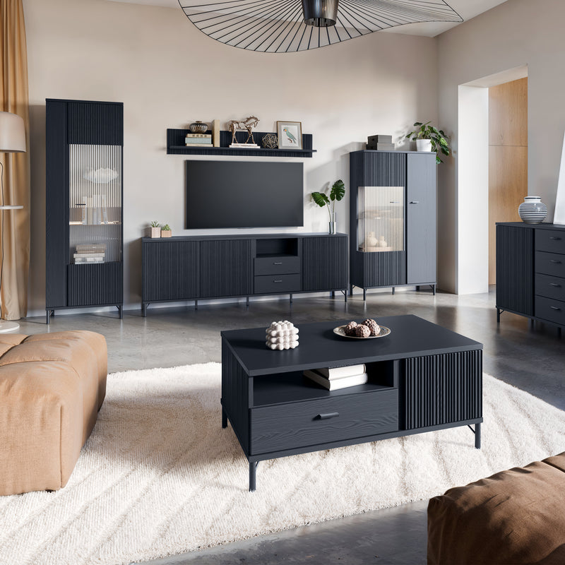 Lusaka Coffee Table 2 Door 1 Drawer in Black Graphite – image 5