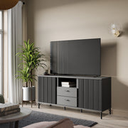 Lusaka TV Cabinet 2 Door 2 Drawer in Black Graphite – image 4