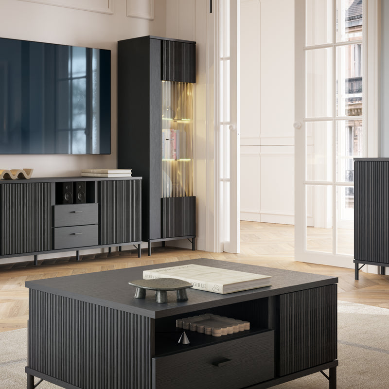 Lusaka TV Cabinet 2 Door 2 Drawer in Black Graphite – image 5