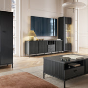 Lusaka TV Cabinet 3 Door 2 Drawer in Black Graphite – image 4