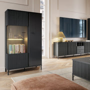 Lusaka Display Cabinet 2 Door in Black Graphite – image 4
