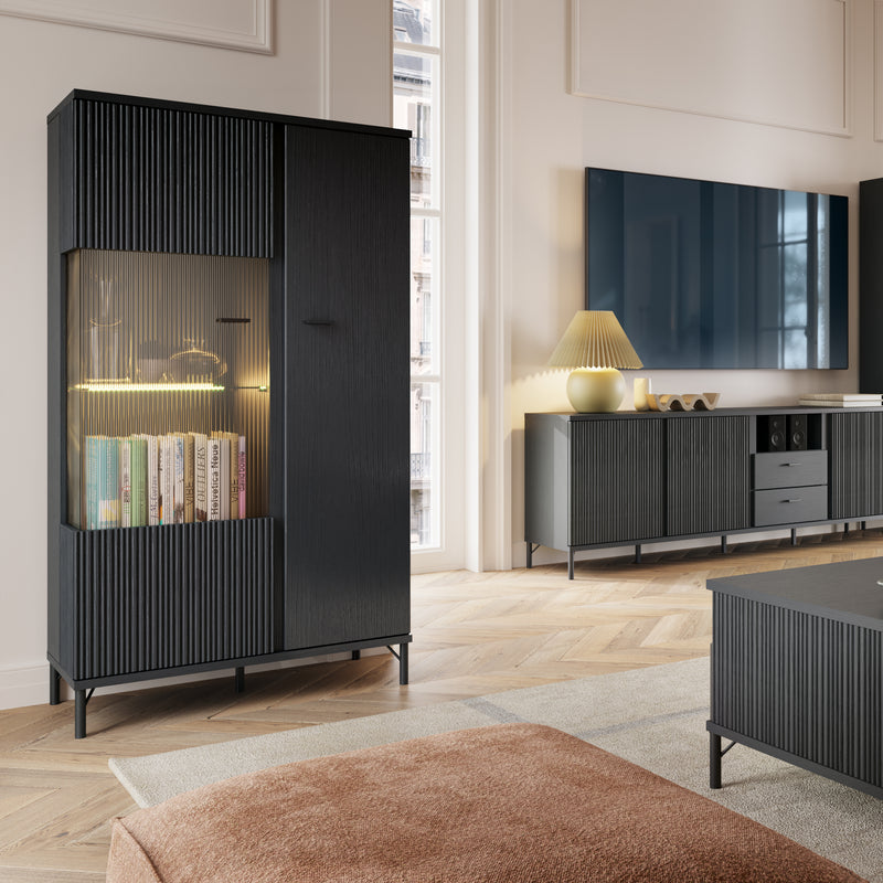Lusaka Display Cabinet 2 Door in Black Graphite – image 4