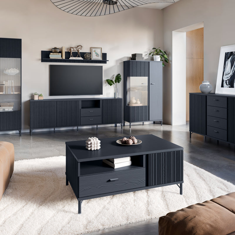 Lusaka Display Cabinet 2 Door in Black Graphite – image 5