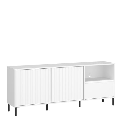 Avenale Wide TV Cabinet 2 Door 1 Drawer in Alpine White High Gloss – image 1