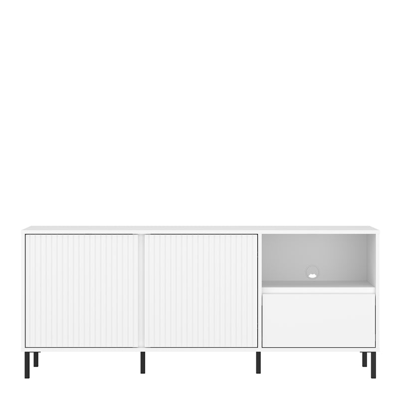 Avenale Wide TV Cabinet 2 Door 1 Drawer in Alpine White High Gloss – image 2