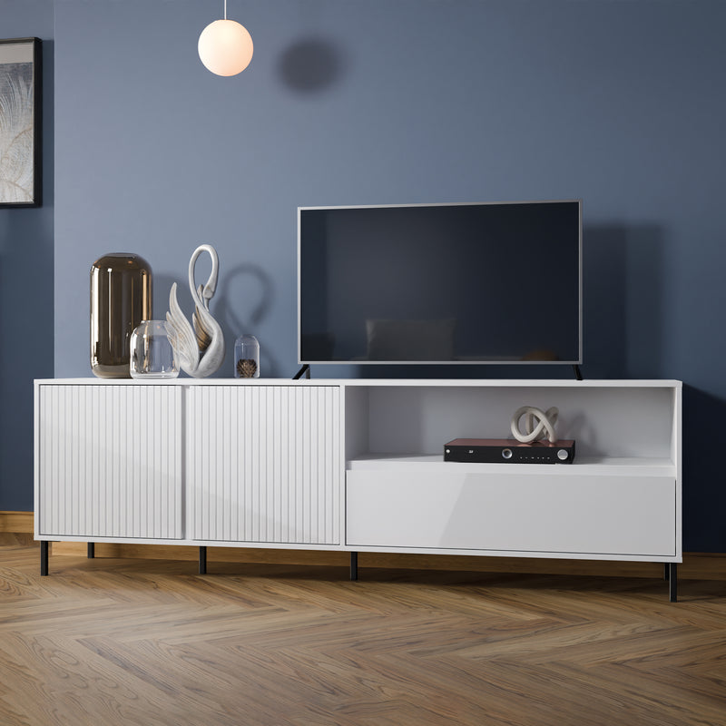 Avenale TV Cabinet 2 Door 1 Drawer in Alpine White High Gloss – image 4