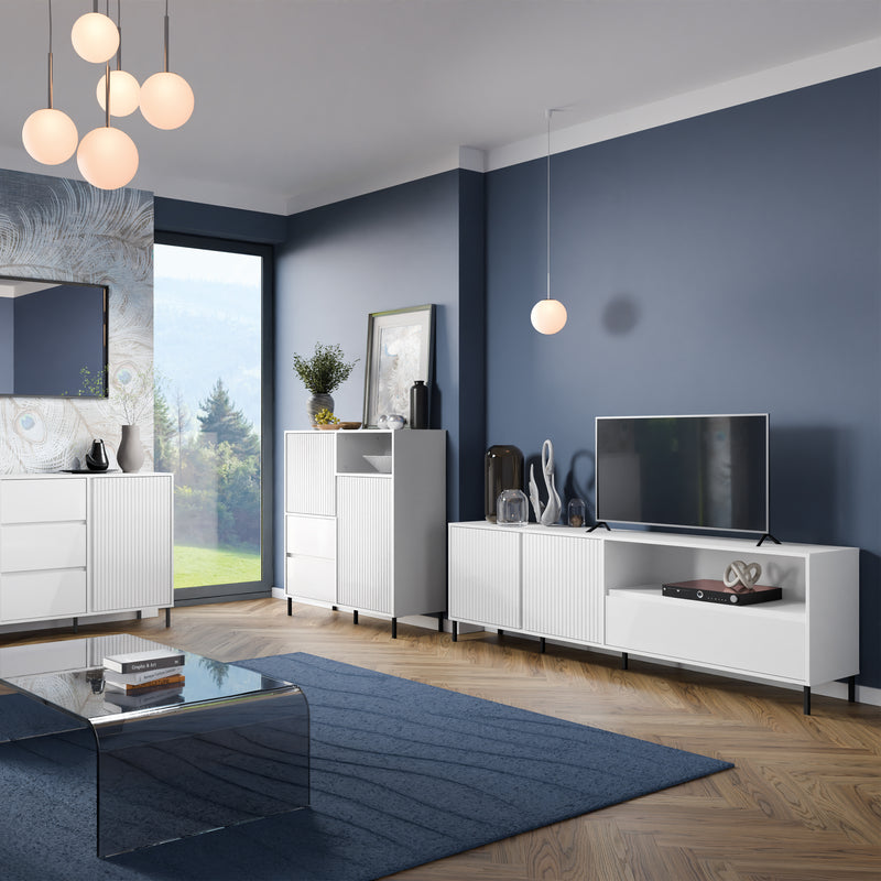 Avenale TV Cabinet 2 Door 1 Drawer in Alpine White High Gloss – image 5
