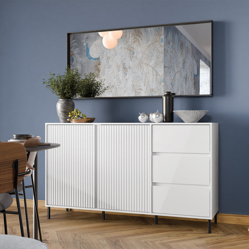 Avenale Sideboard 2 Door 3 Drawer in Alpine White High Gloss – image 4