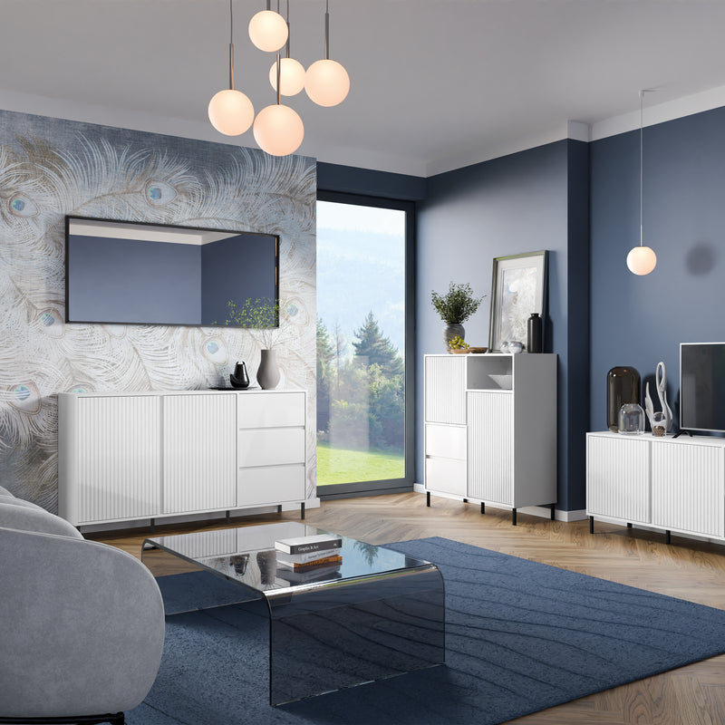 Avenale Sideboard 2 Door 3 Drawer in Alpine White High Gloss – image 5