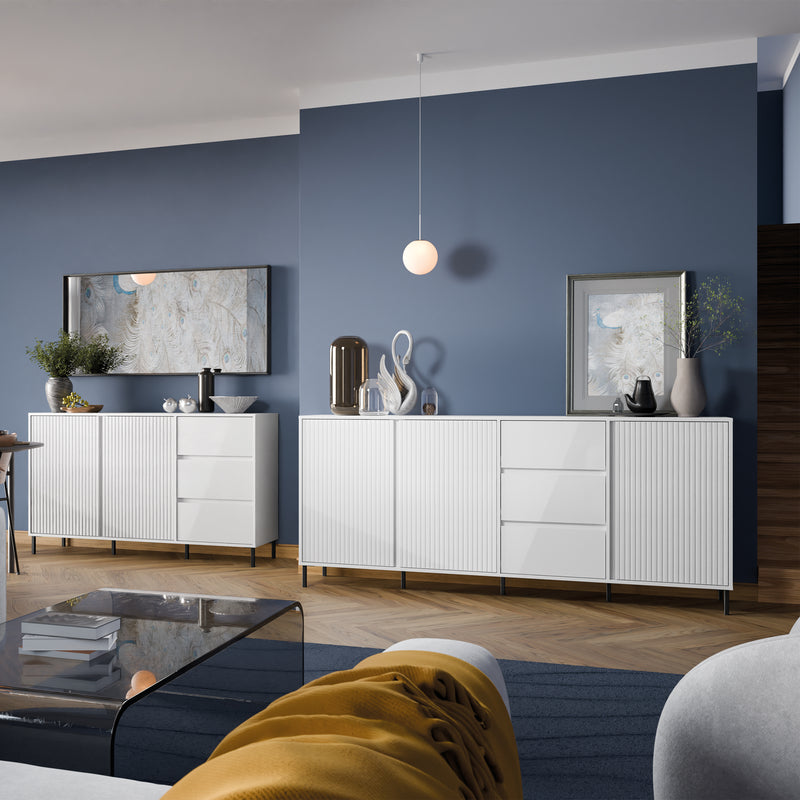 Avenale Sideboard 3 Door 3 Drawer in Alpine White High Gloss – image 6