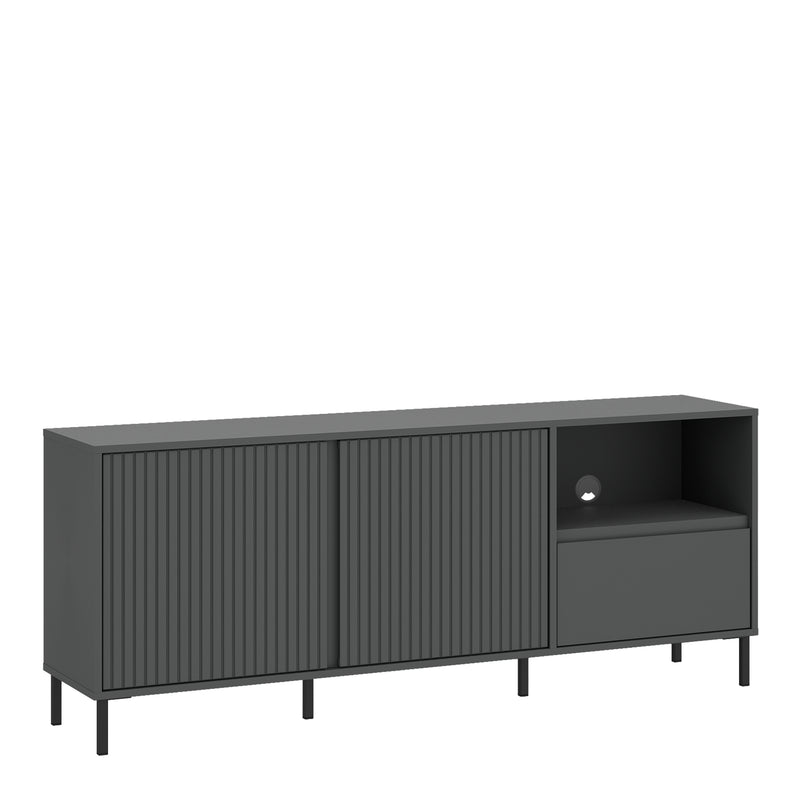 Avenale Wide TV Cabinet 2 Door 1 Drawer in Anthracite – image 1