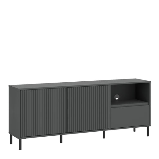 Avenale Wide TV Cabinet 2 Door 1 Drawer in Anthracite – image 1
